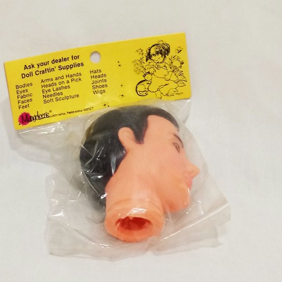 Doll Craftin' 3" Thomas Head 163-52 Unused Old Stock Black Hair - Picture 5 of 6